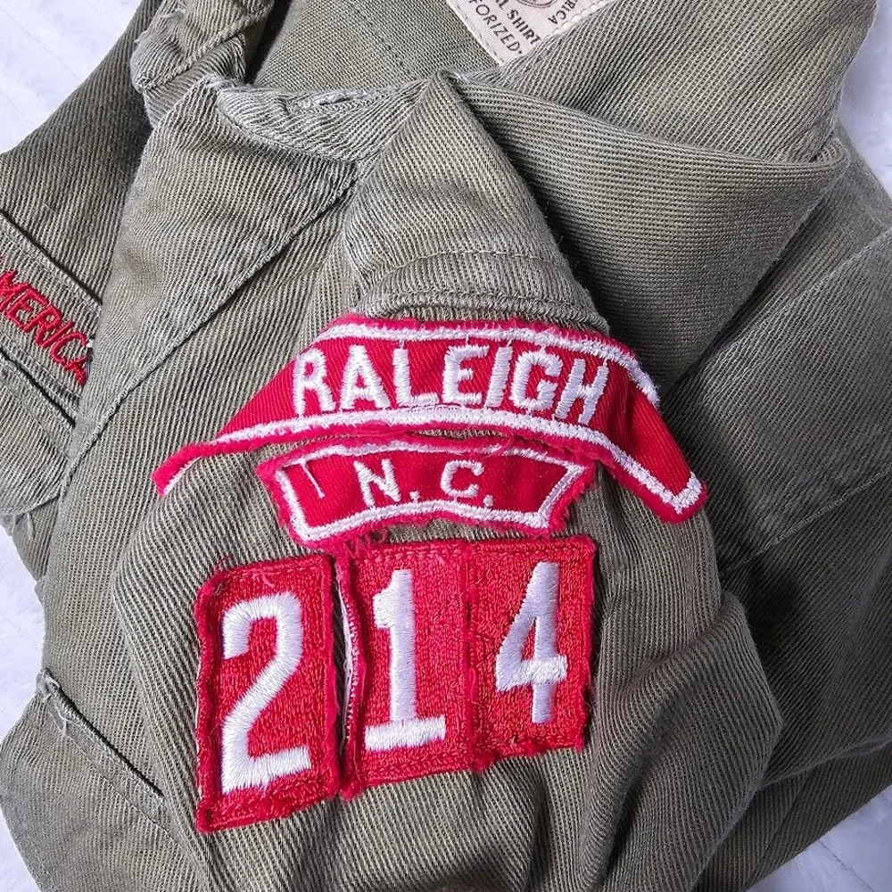 Boy Scouts of America Kids Vintage Patched Uniform 12 Shirt Hat Green 1960s BSA